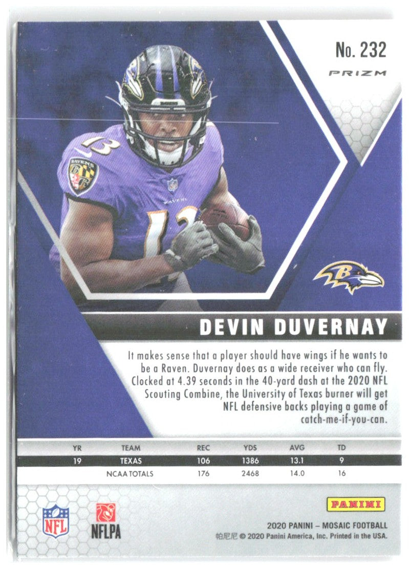 Devin Duvernay Panini Mosaic - Prizm Camo Pink 232 2020 Baltimore Ravens