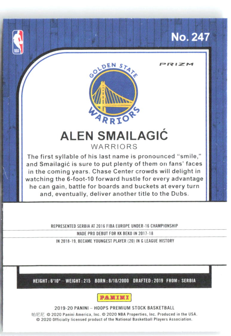Alen Smailagic Hoops Premium Stock - Prizms Silver 247 2019-20 Golden State Warriors