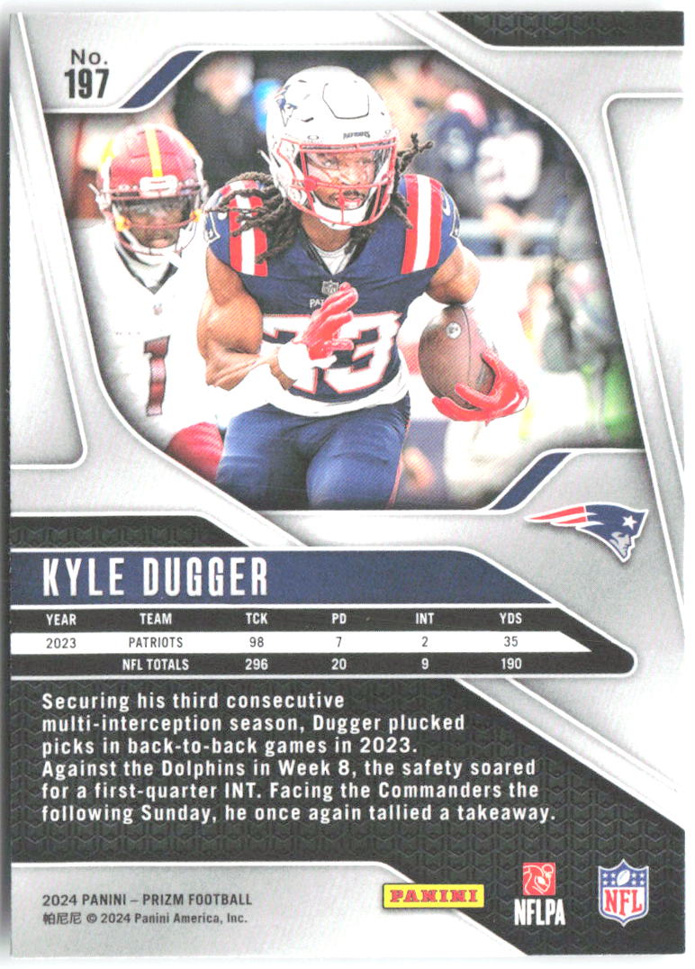 Kyle Dugger Panini Prizm 197 2024 New England Patriots