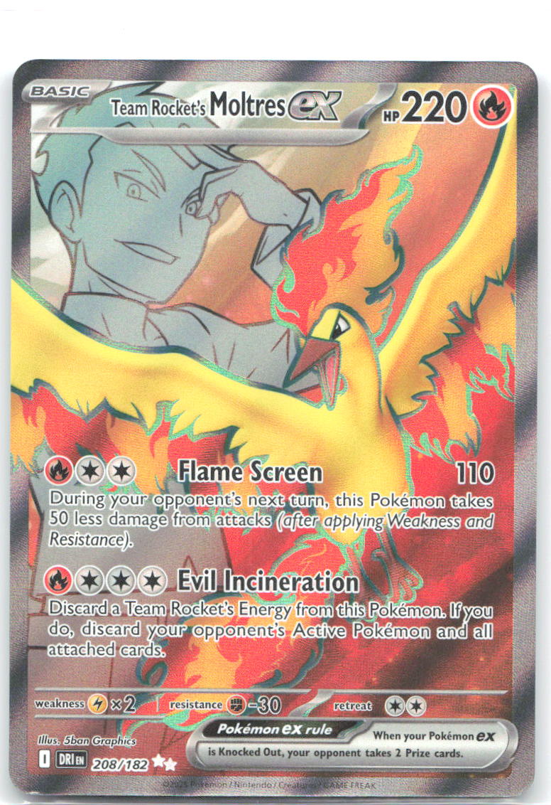 Team Rocket's Moltres ex Ultra Rare Destined Rivals 208/182 NM PLANETA Mochizuki