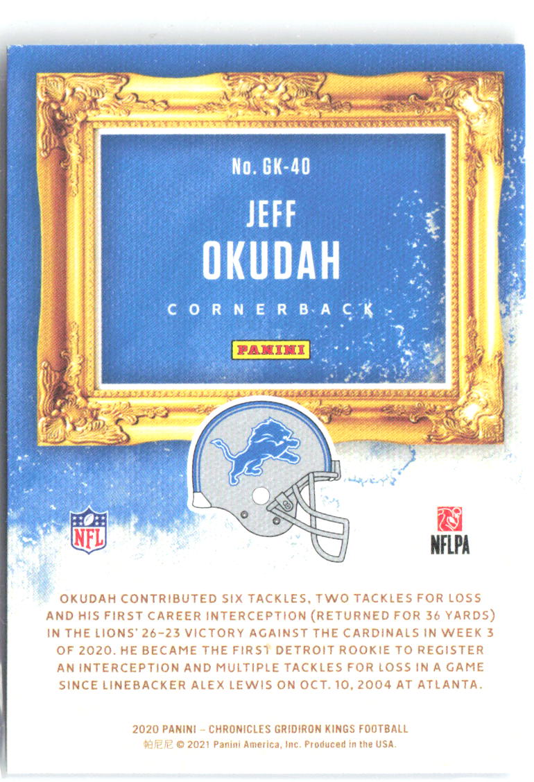Jeff Okudah Panini Chronicles - Gridiron Kings GK-40 2020 Detroit Lions