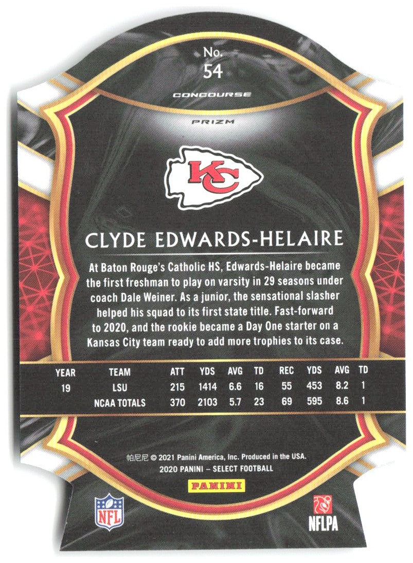 Clyde Edwards-Helaire Select - Purple Prizm Die Cut 54 2020 Kansas City Chiefs