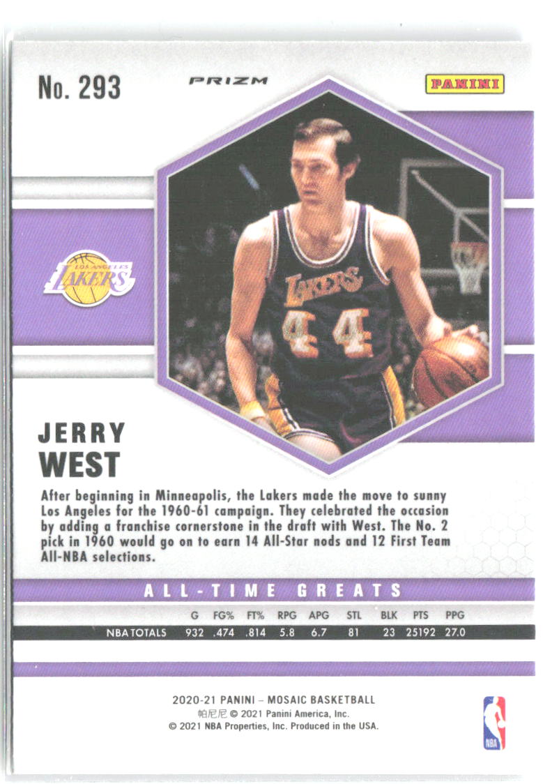 Jerry West Panini Mosaic - Mosaic Green 293 2020-21 Los Angeles Lakers