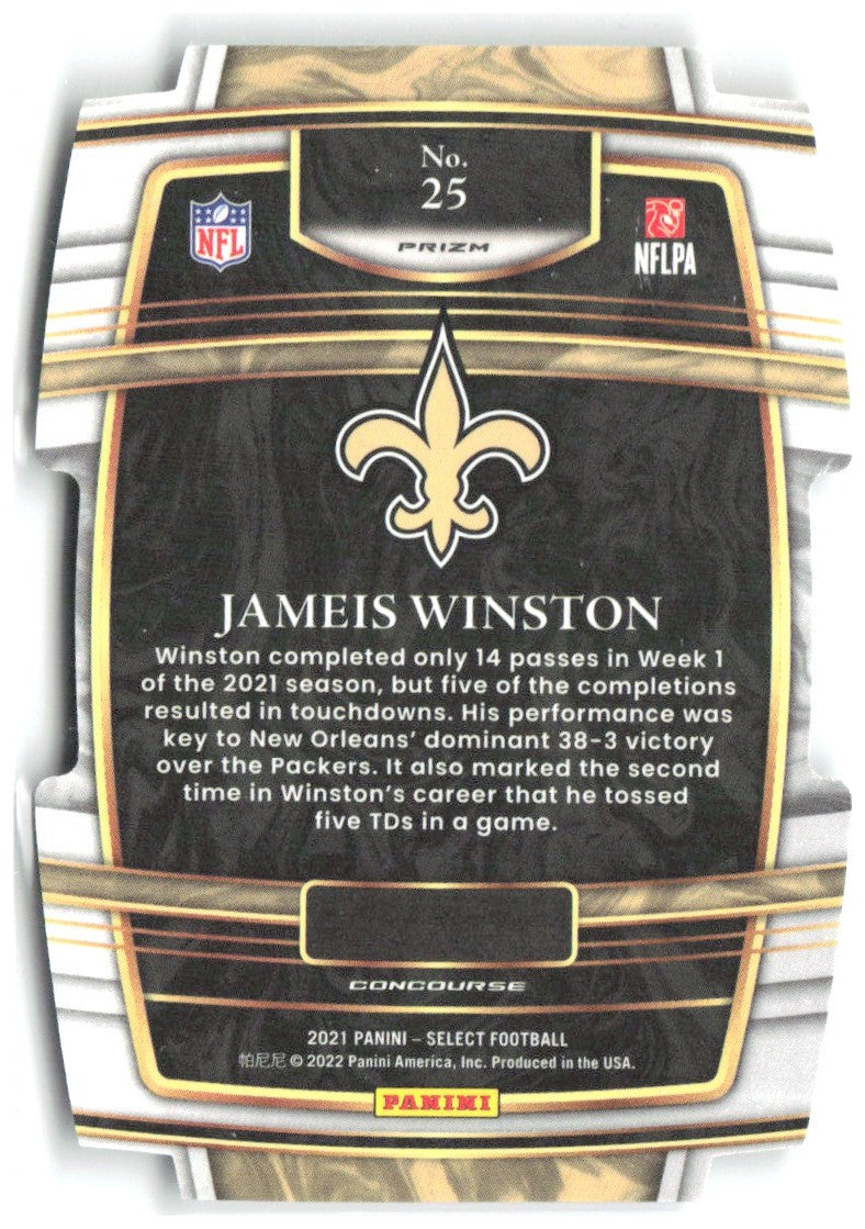 Jameis Winston Select - Black and Gold Prizm Die Cut 25 2021 New Orleans Saints