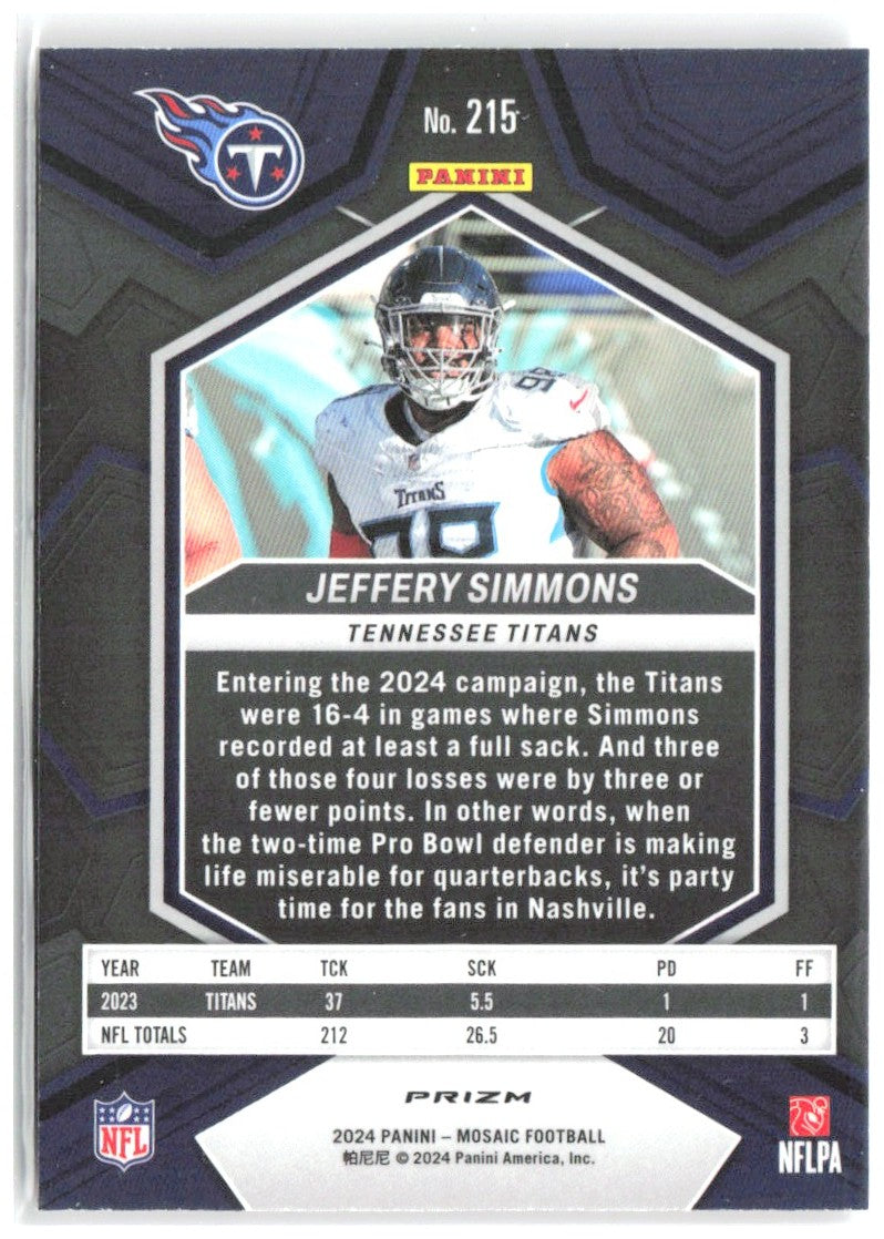 Jeffery Simmons Panini Mosaic - Mosaic Camo Pink 215 2024 Tennessee Titans