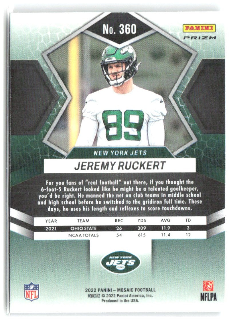 Jeremy Ruckert Panini Mosaic - White Sparkle 360 2022 New York Jets