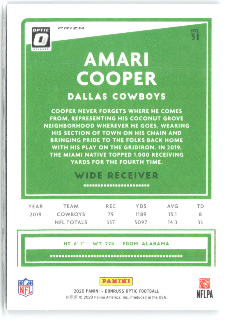 Amari Cooper Donruss Optic - Holo 31 2020 Dallas Cowboys