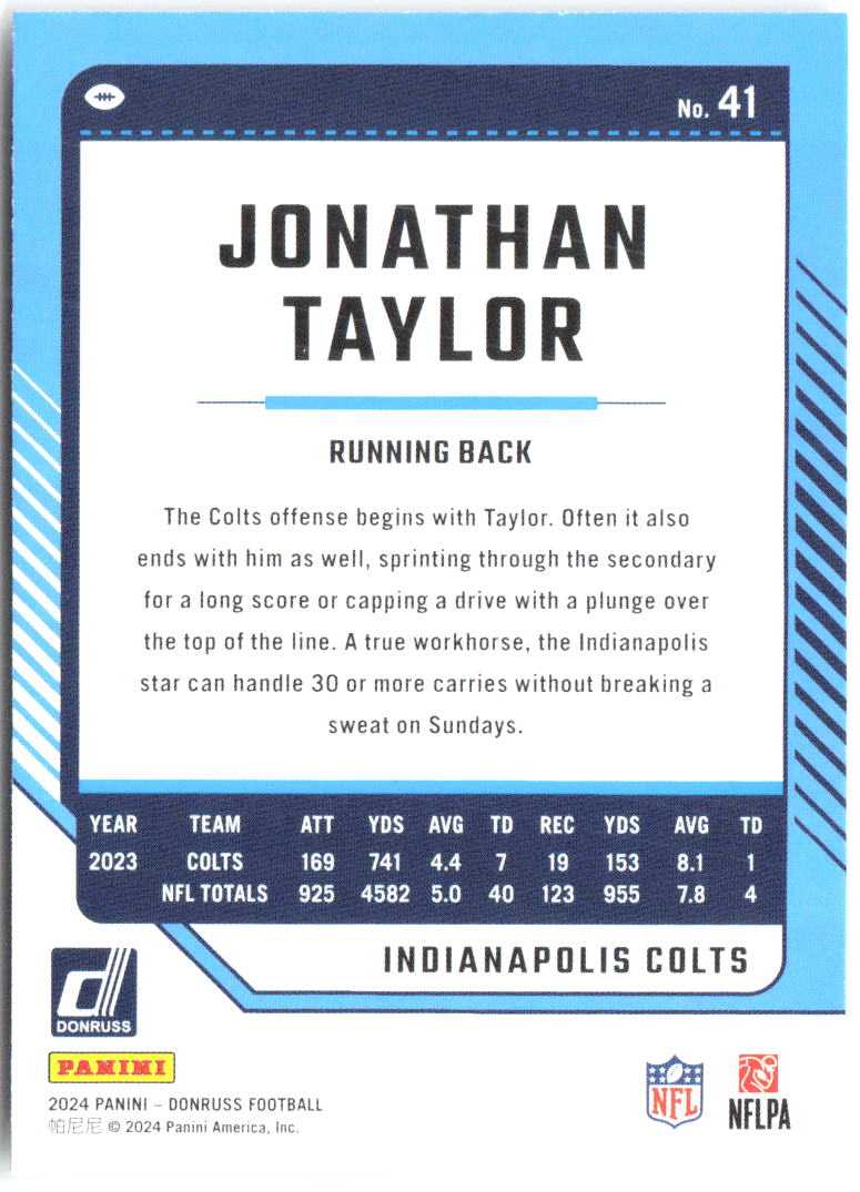 Jonathan Taylor Donruss 41 2024 Indianapolis Colts