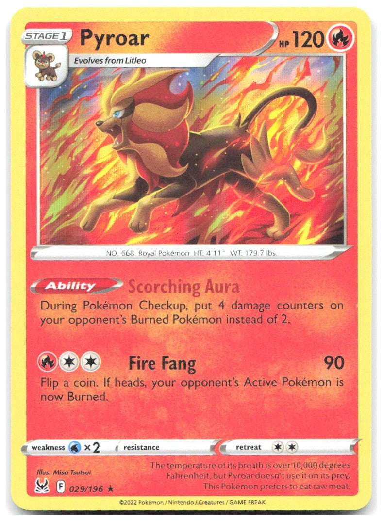 Pyroar Holo Rare SWSH11 Lost Origin 029/196 NM Misa Tsutsui