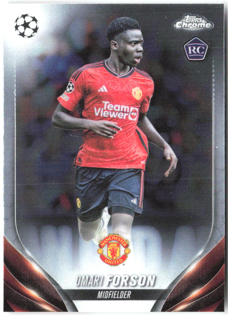 Omari Forson Topps Chrome UEFA Club Competitions 42 2023-24 Manchester United RC