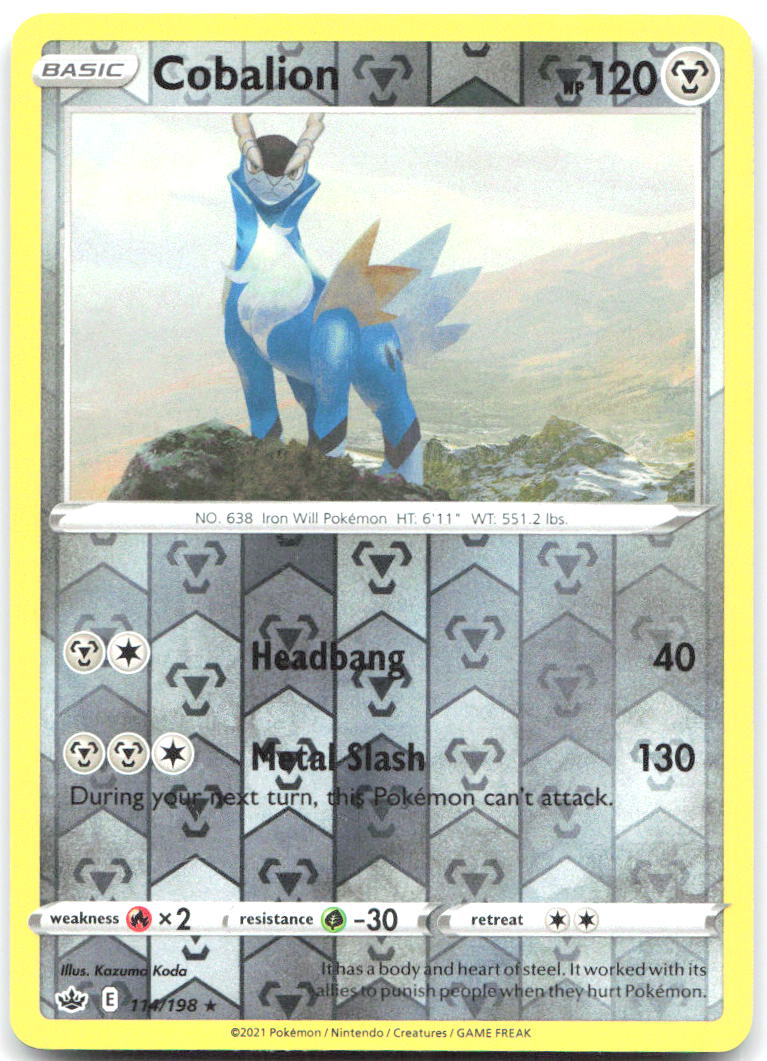 Cobalion Reverse Holo Holo Rare SWSH06 Chilling Reign 114/198 NM Kazuma Koda