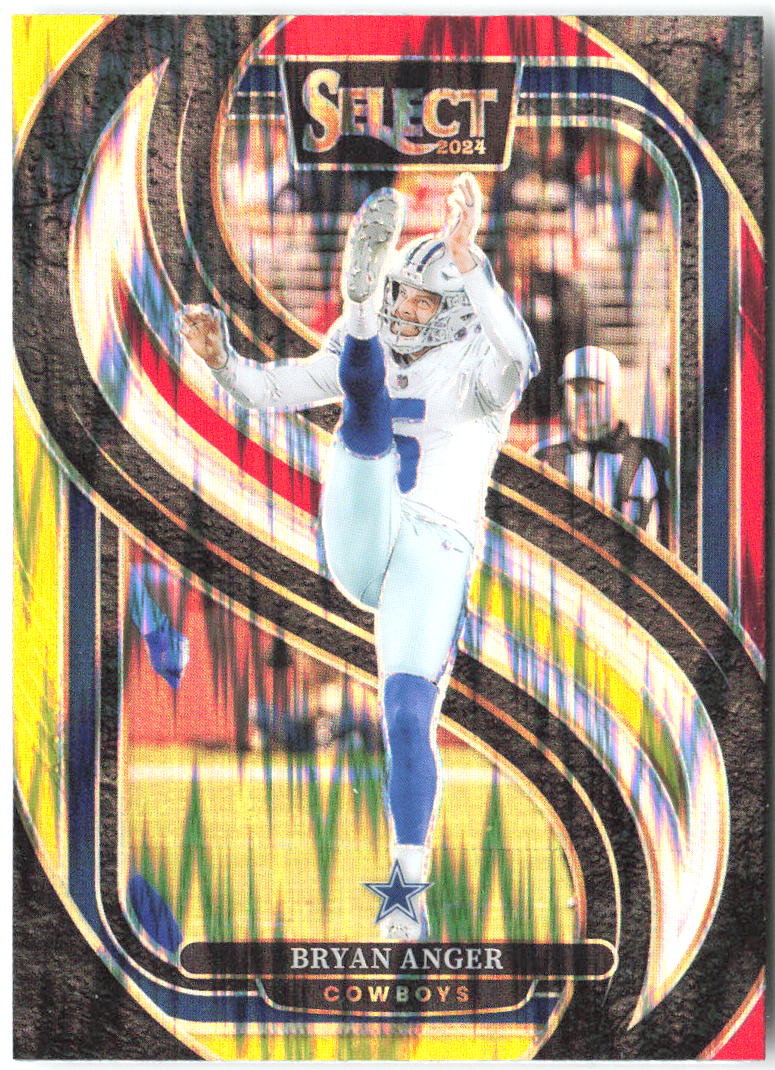 Bryan Anger Panini Select - Red & Yellow Prizm Shock 141 2024 Dallas Cowboys