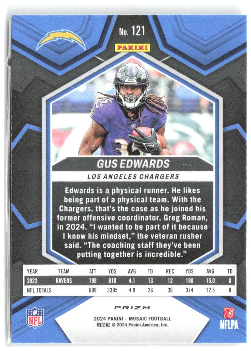Gus Edwards Panini Mosaic - Mosaic 121 2024 Los Angeles Chargers