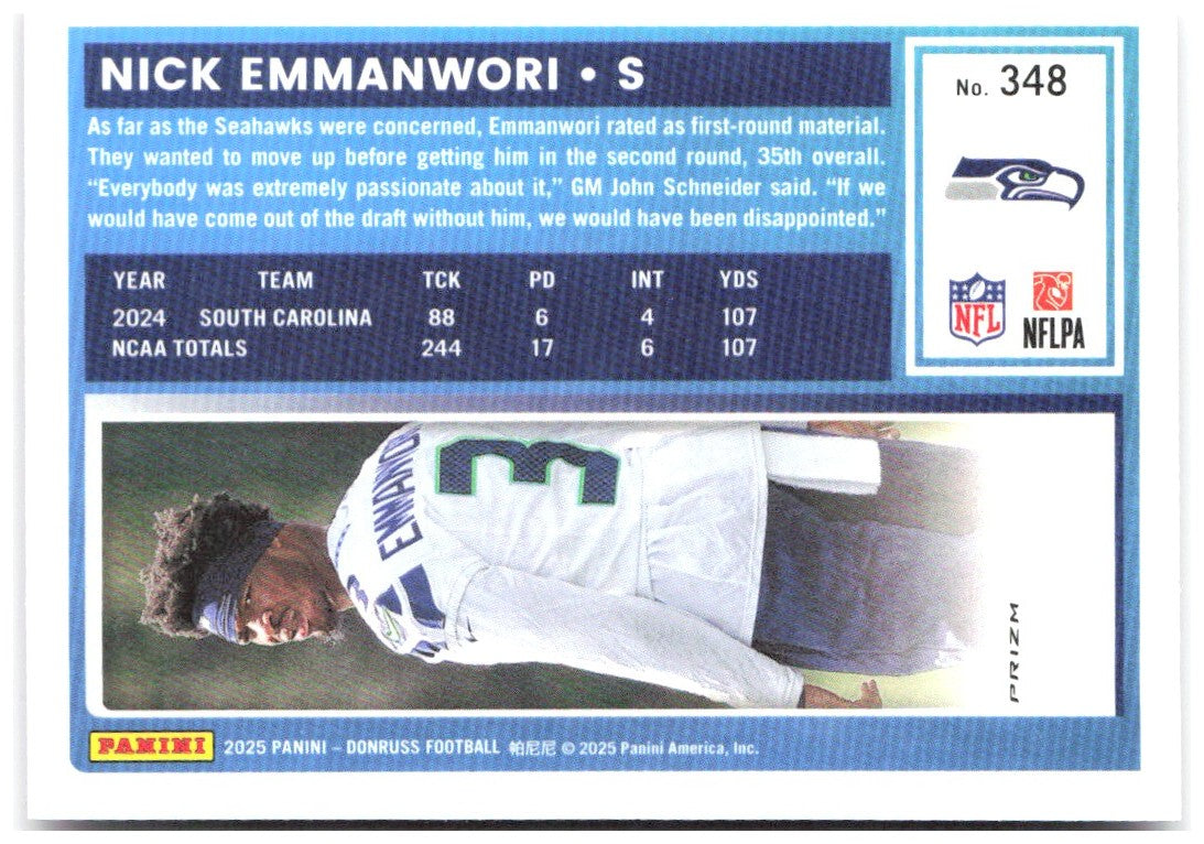 Nick Emmanwori Donruss - Optic Rated Rookies Pink 348 2025 Seattle Seahawks