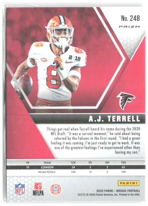 A.J. Terrell Panini Mosaic - Prizm Reactive Orange 248 2020 Atlanta Falcons