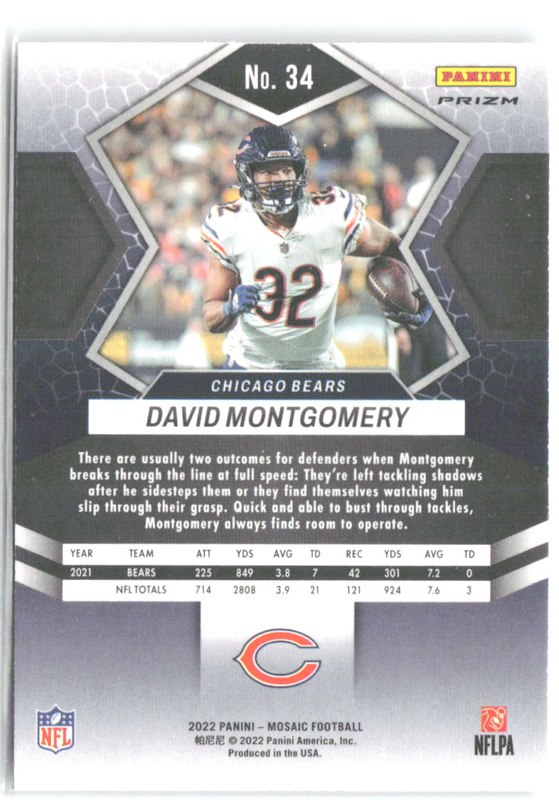 David Montgomery Panini Mosaic - Silver 34 2022 Chicago Bears