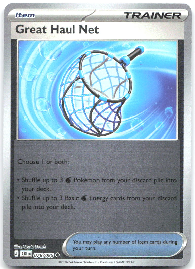 Great Haul Net Reverse Holo Uncommon ME04 Chaos Rising 078/086 NM Toyste Beach