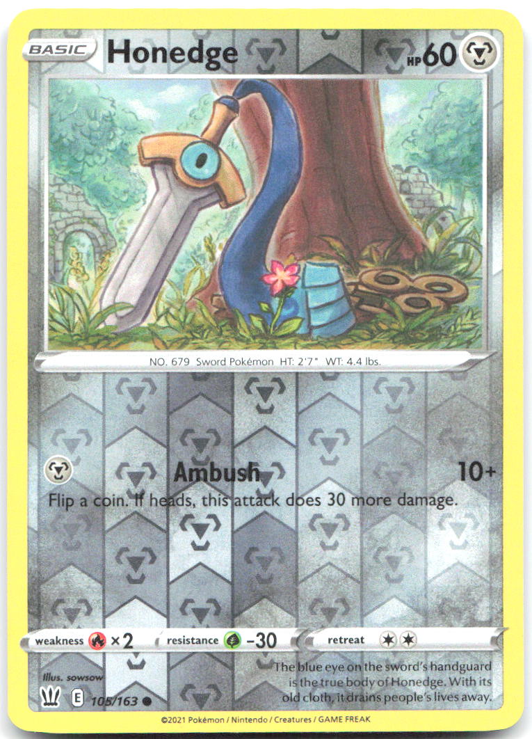 Honedge Reverse Holo Common SWSH05 Battle Styles 105/163 NM sowsow