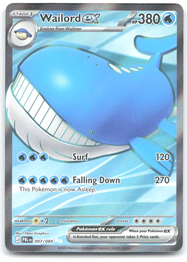 Wailord ex Holo Ultra Rare ME05: Pitch Black 097/084 NM 5ban Graphics