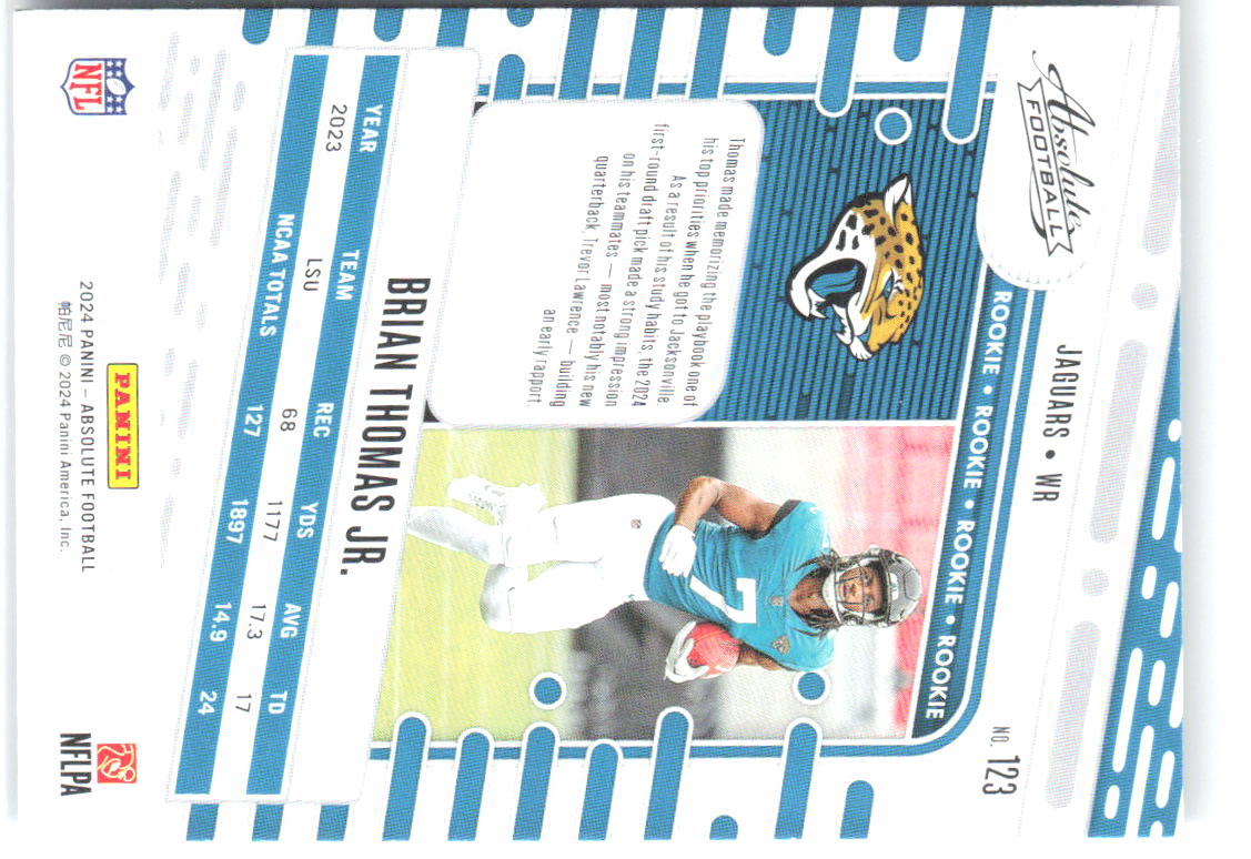 Brian Thomas Jr. Panini Absolute - Retail 123 2024 Jacksonville Jaguars RC