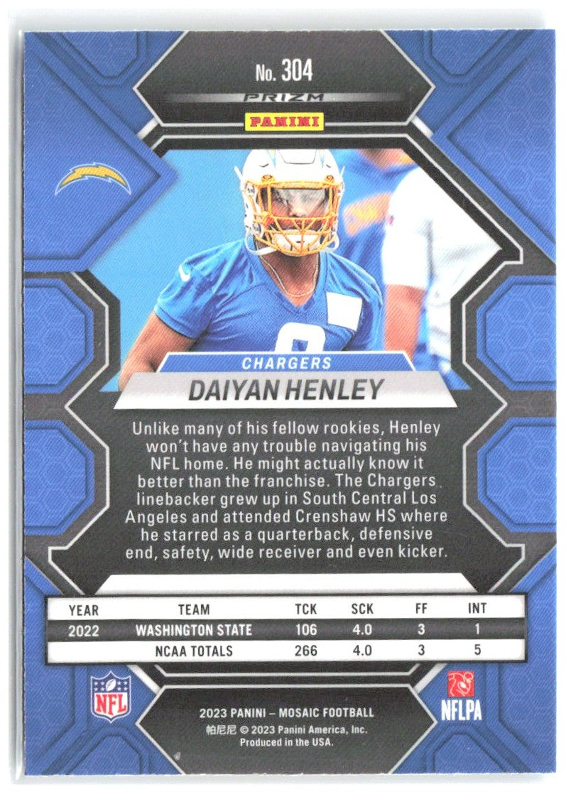 Daiyan Henley Panini Mosaic - Reactive Blue Mosaic 304 2023 Los Angeles Chargers