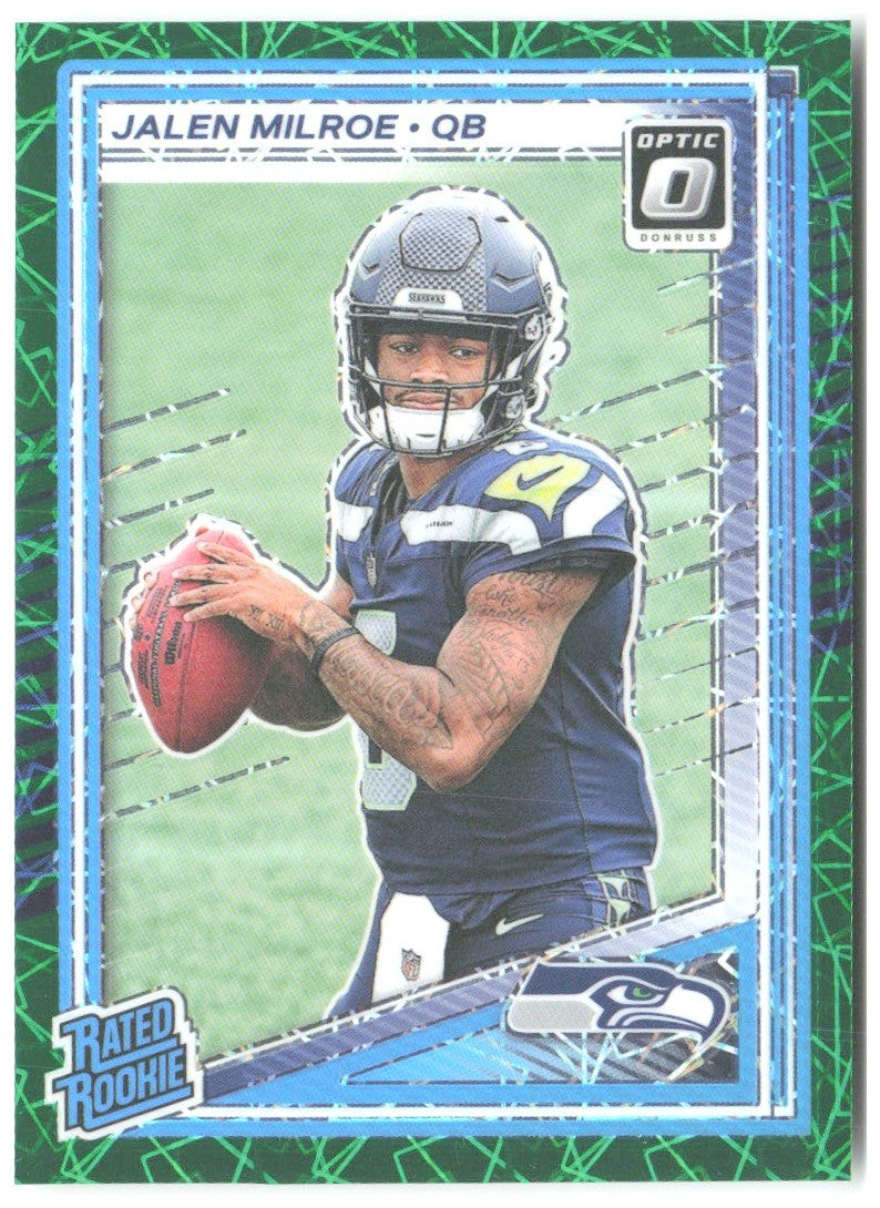 Jalen Milroe Donruss Optic - Green Velocity 253 2025 Seattle Seahawks