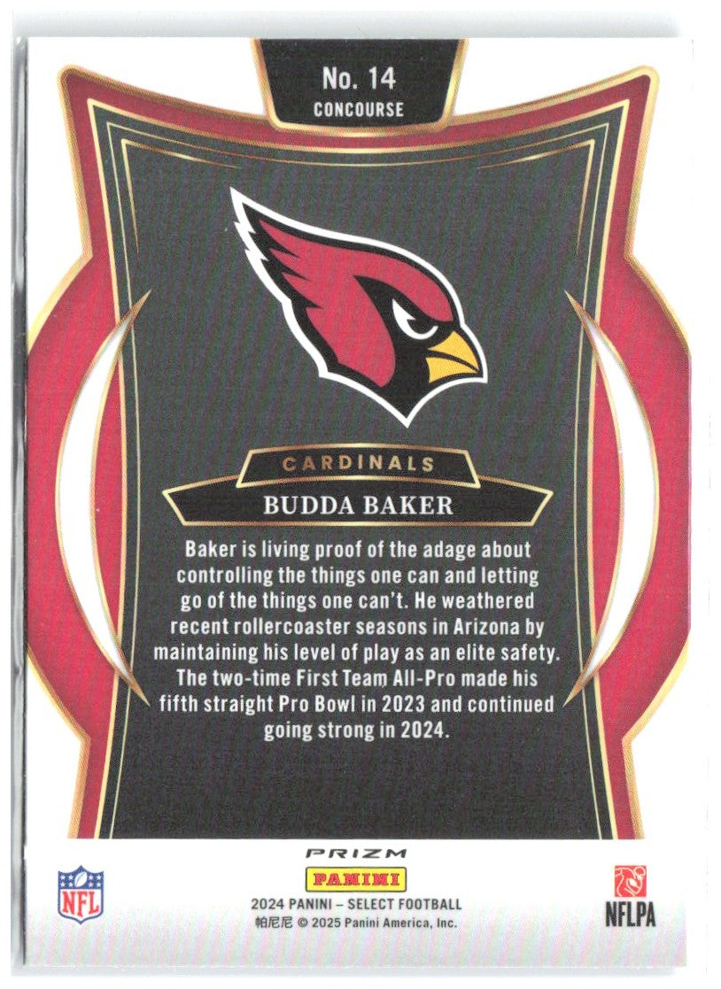 Budda Baker Panini Select - Black & Blue Prizm Shock 14 2024 Arizona Cardinals