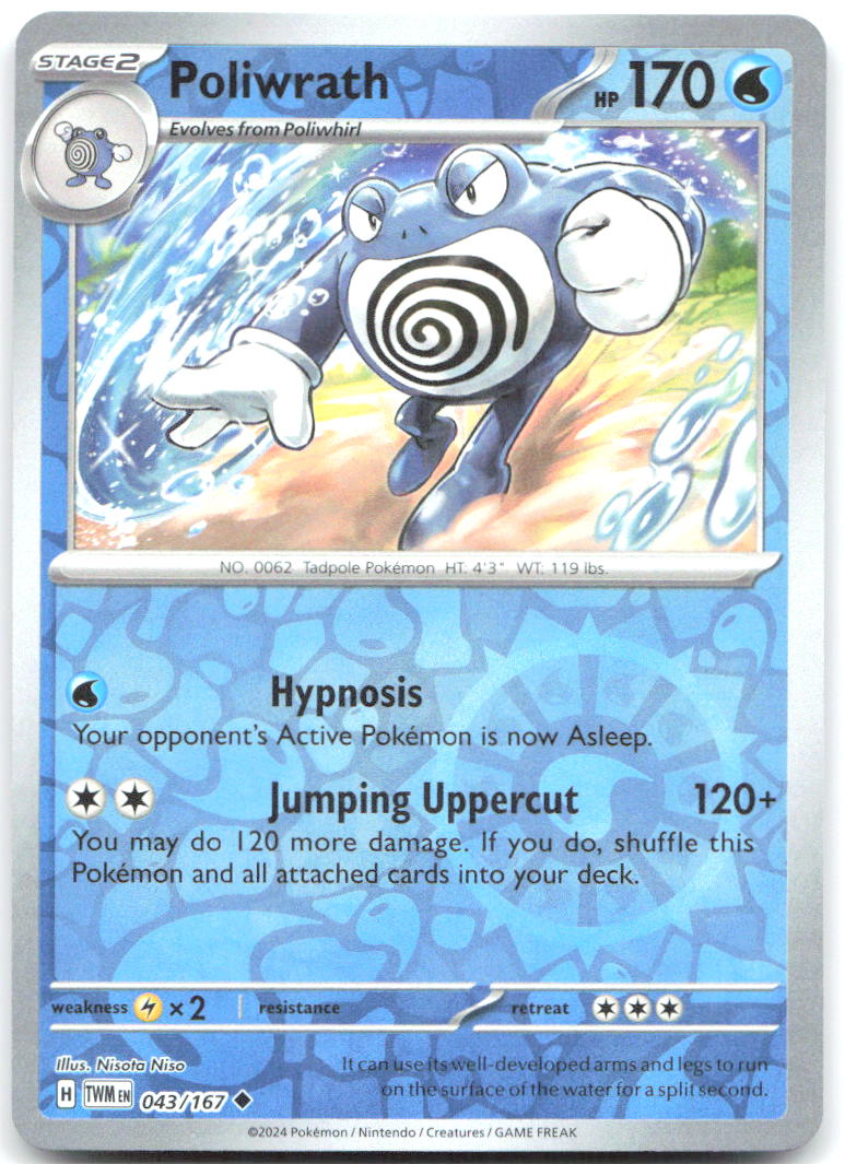 Poliwrath Reverse Holo Uncommon SV06 Twilight Masquerade 043/167 NM Nisota Niso