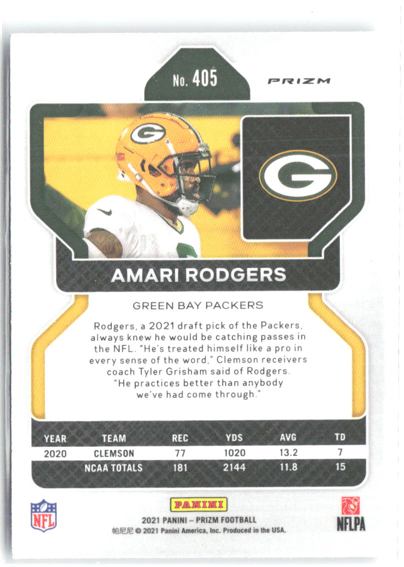 Amari Rodgers Panini Prizm - Silver 405 2021 Green Bay Packers