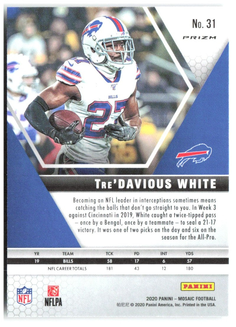 Tre'Davious White Panini Mosaic - Prizm Green 31 2020 Buffalo Bills