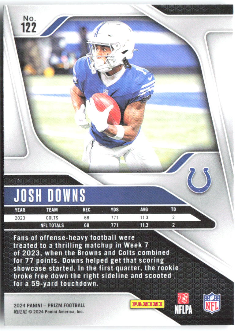 Josh Downs Panini Prizm 122 2024 Indianapolis Colts