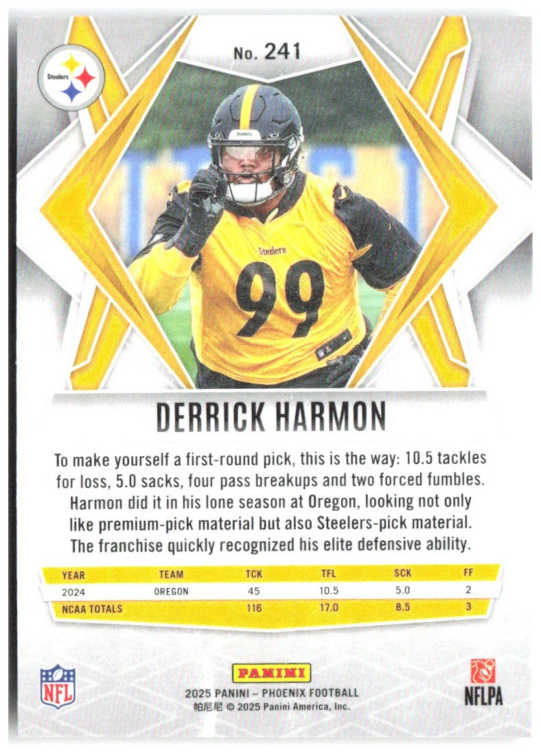 Derrick Harmon Panini Phoenix - Silver Hyper Prizm 241 2025 Pittsburgh Steelers