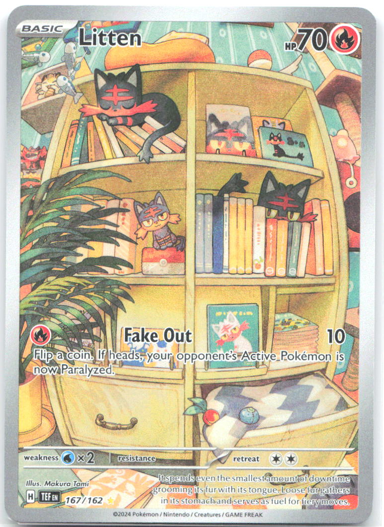 Litten Holo Illustration Rare SV05: Temporal Forces 167/162 NM Makura Tami