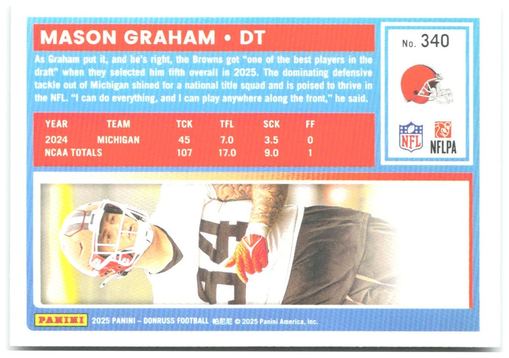 Mason Graham Donruss - Press Proofs Green 340 2025 Cleveland Browns