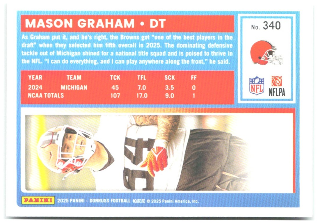 Mason Graham Donruss - Press Proofs Green 340 2025 Cleveland Browns