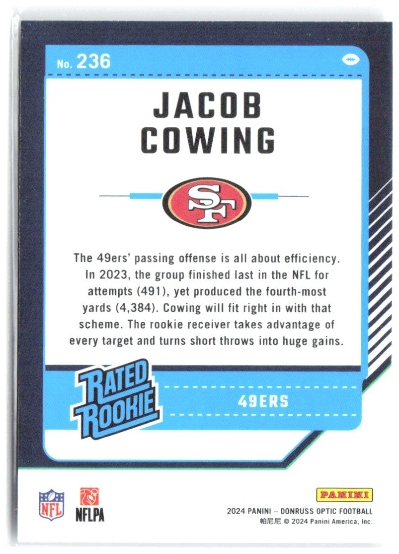 Jacob Cowing Donruss Optic 236 2024 San Francisco 49ers RC