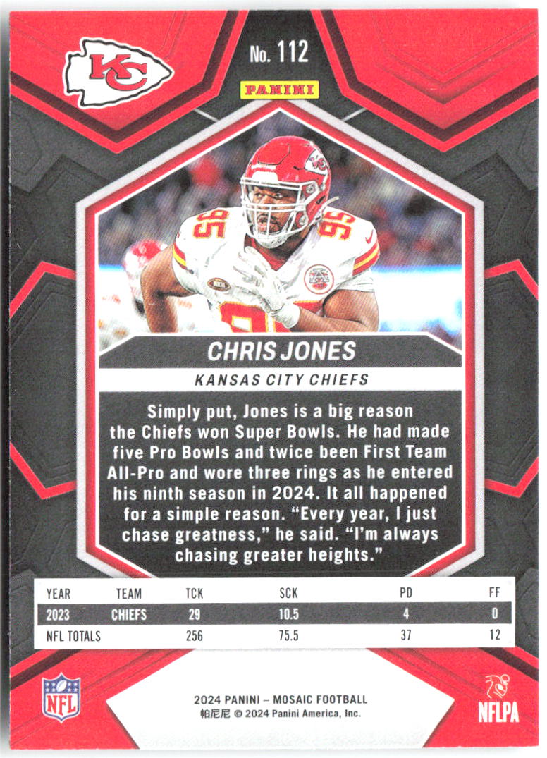 Chris Jones Panini Mosaic 112 2024 Kansas City Chiefs