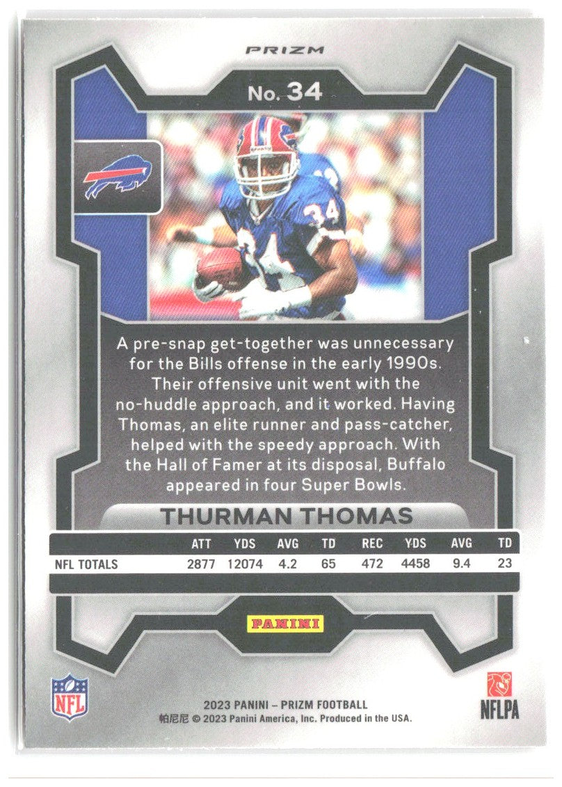 Thurman Thomas Panini Prizm - Lazer 34 2023 Buffalo Bills