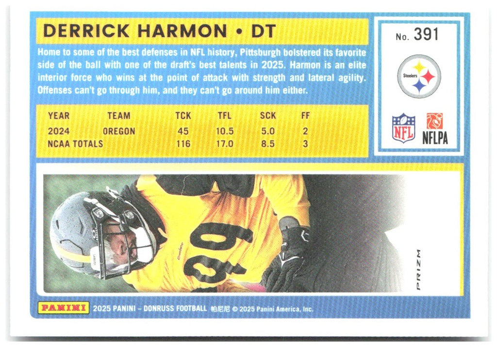 Derrick Harmon Donruss - Optic Rated Rookies Football Emoji 391 2025 Steelers