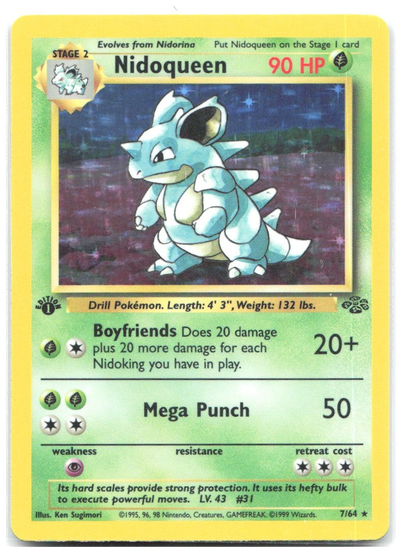 Nidoqueen 7 1st Edition Holo Rare Jungle 07/64 NM Ken Sugimori