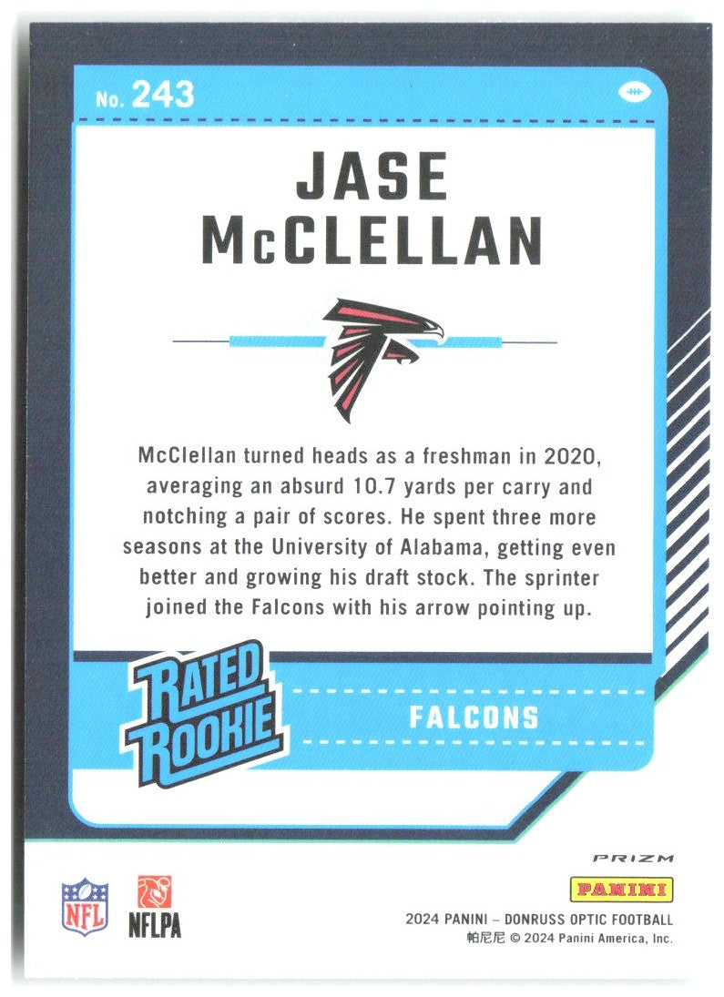 Jase McClellan Donruss Optic - Green Hyper 243 2024 Atlanta Falcons