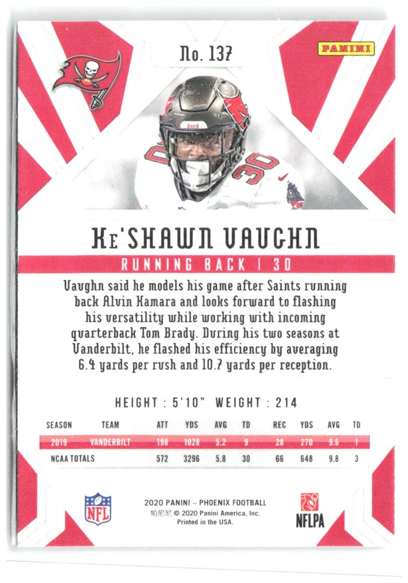Ke'Shawn Vaughn Panini Phoenix - Fire Burst 137 2020 Tampa Bay Buccaneers
