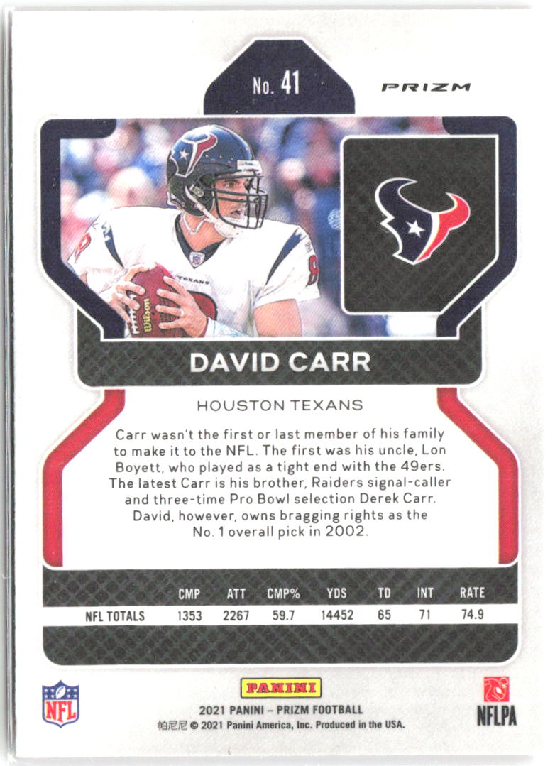 David Carr Panini Prizm - Disco 41 2021 Houston Texans