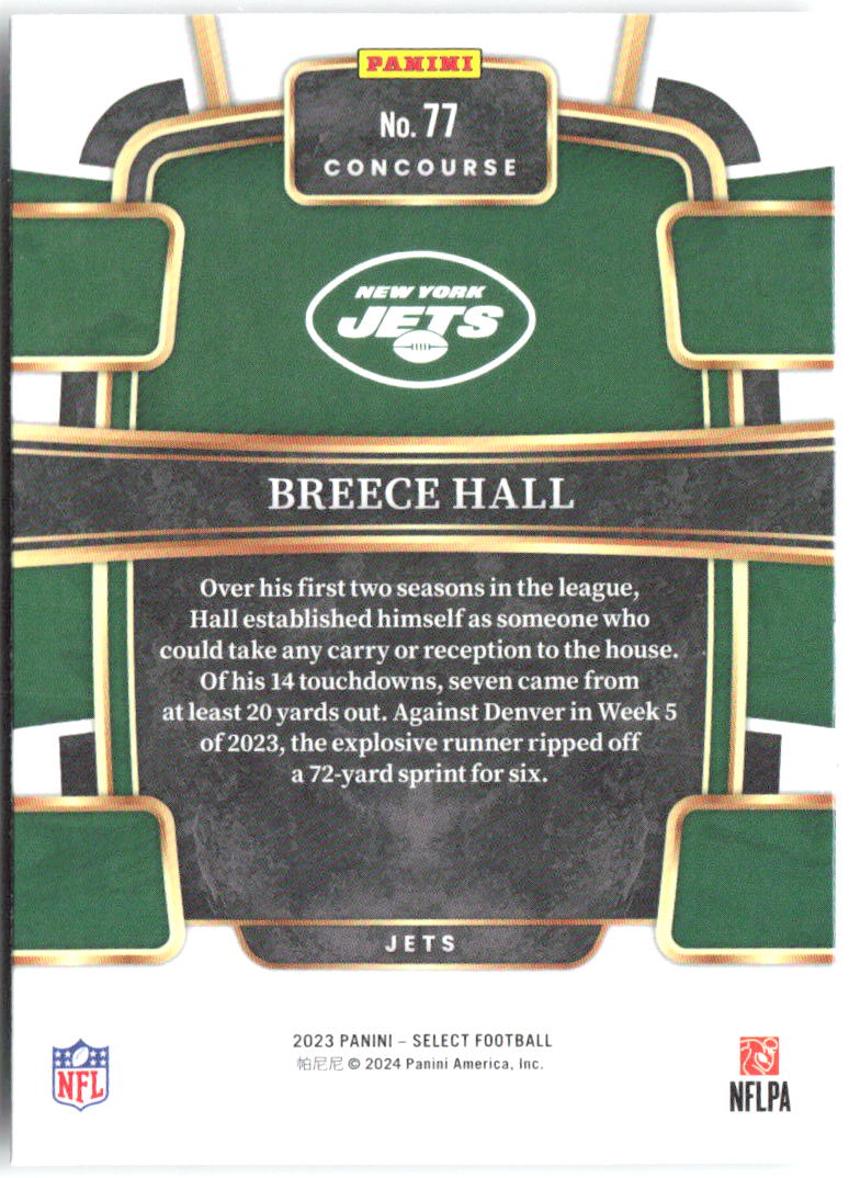 Breece Hall Panini Select 77 2023 New York Jets
