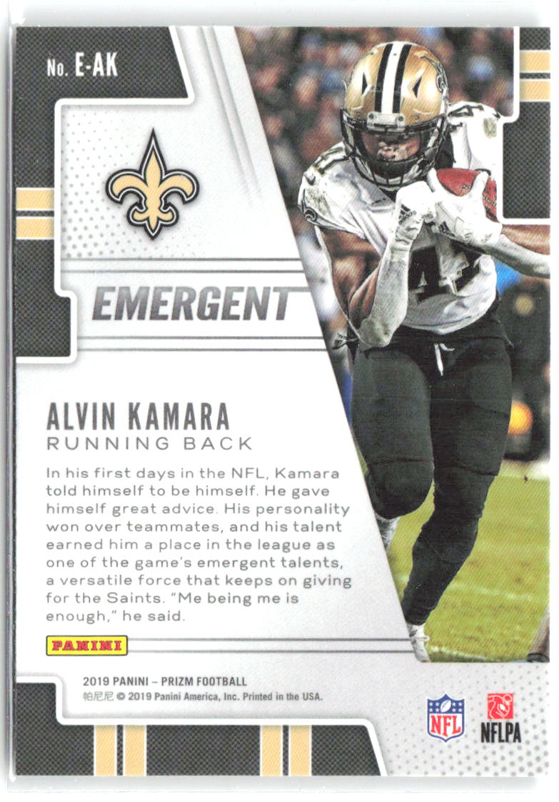 Alvin Kamara Panini Prizm - Emergent E-AK 2019 New Orleans Saints