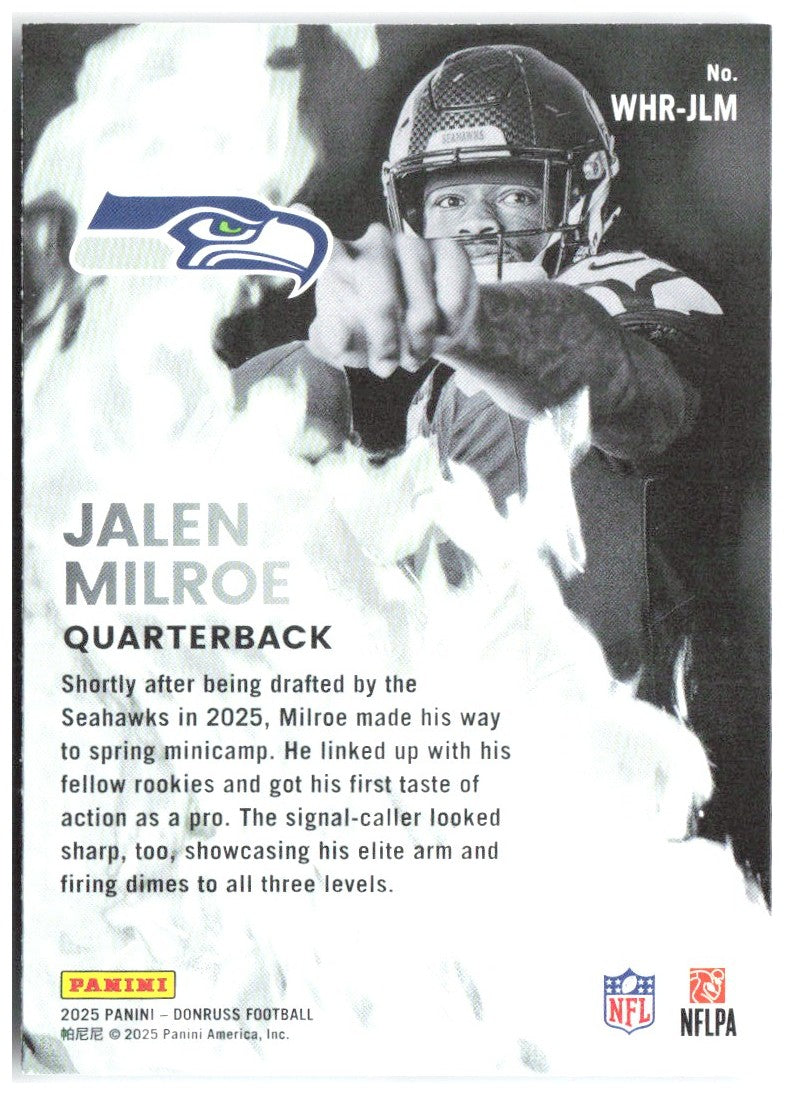 Jalen Milroe Donruss - White Hot Rookies WHR-JLM 2025 Seattle Seahawks