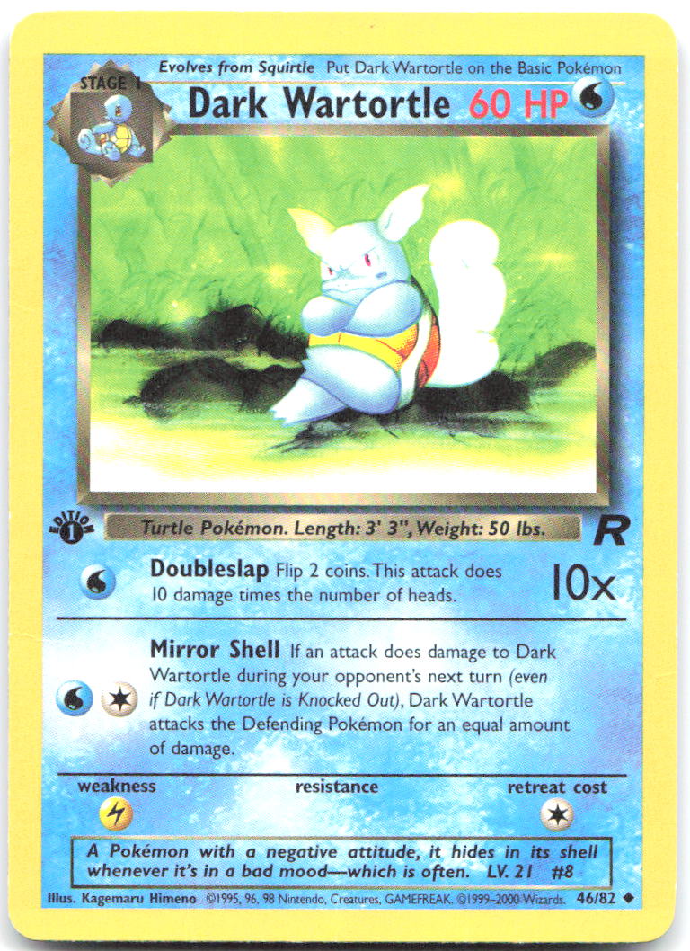 Dark Wartortle 1st Edition Uncommon Team Rocket 46/82 LP Kagemaru Himeno