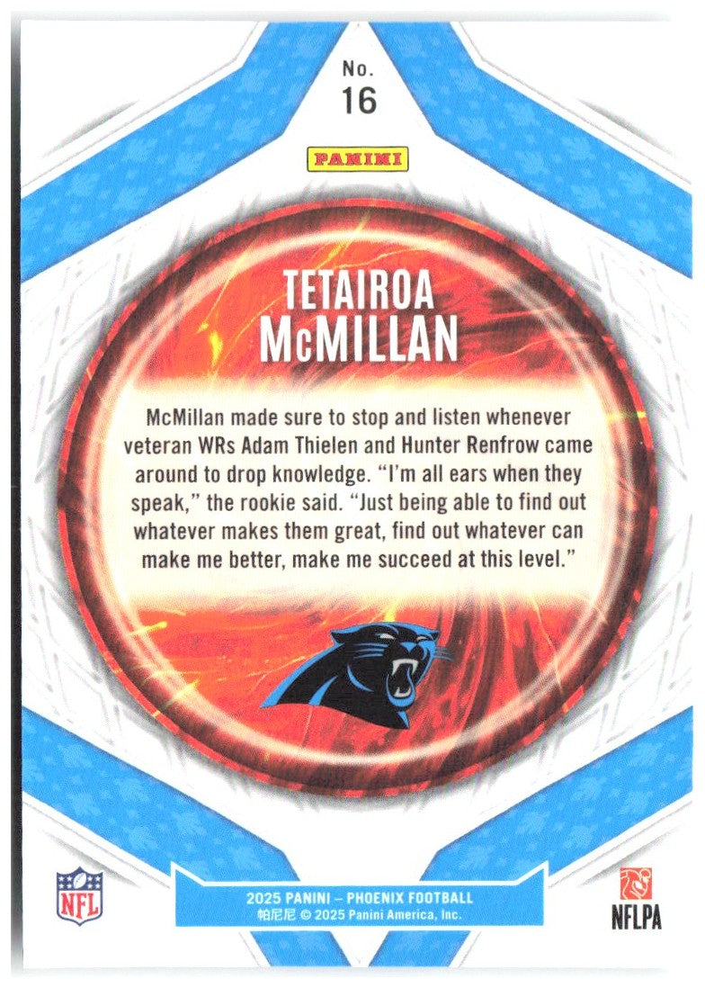 Tetairoa McMillan Panini Phoenix - Paragon 16 2025 Carolina Panthers