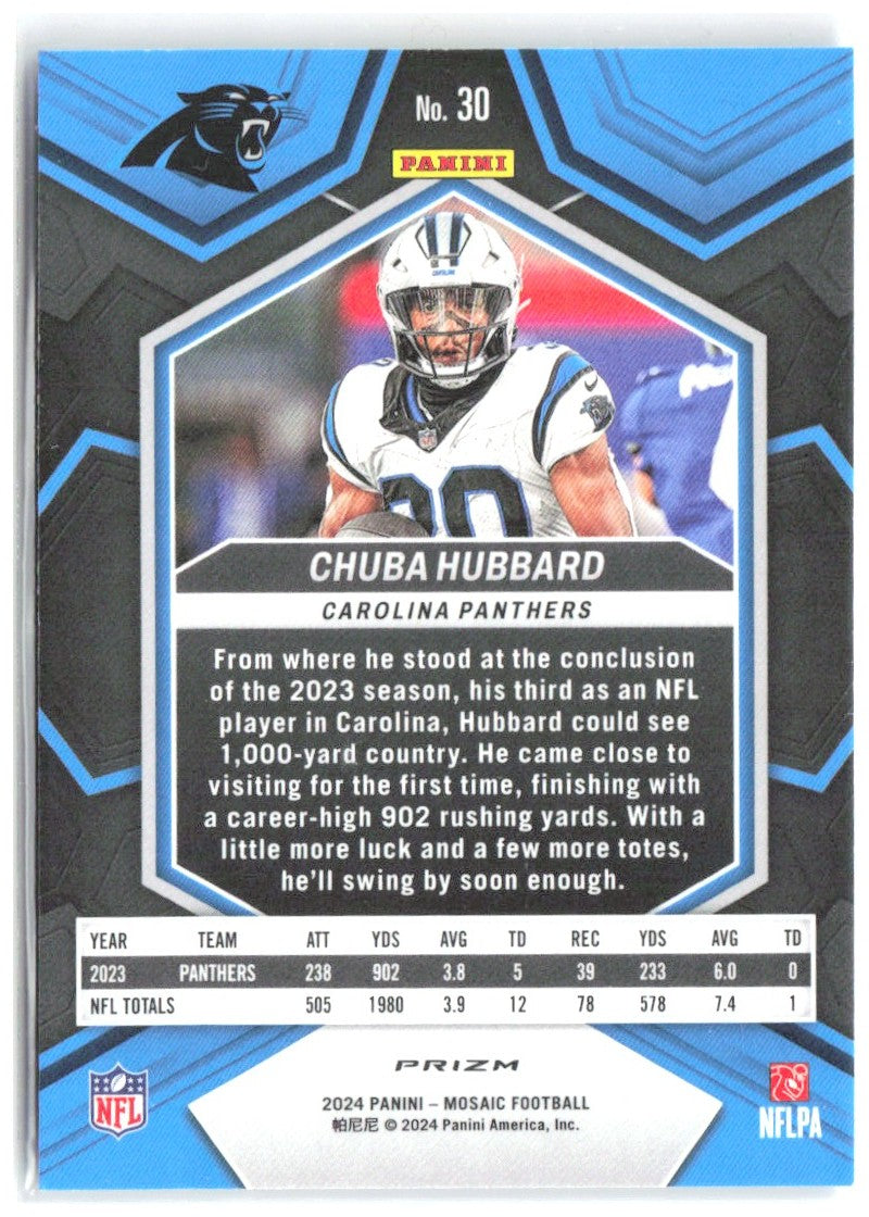 Chuba Hubbard Panini Mosaic - Mosaic Reactive Blue 30 2024 Carolina Panthers