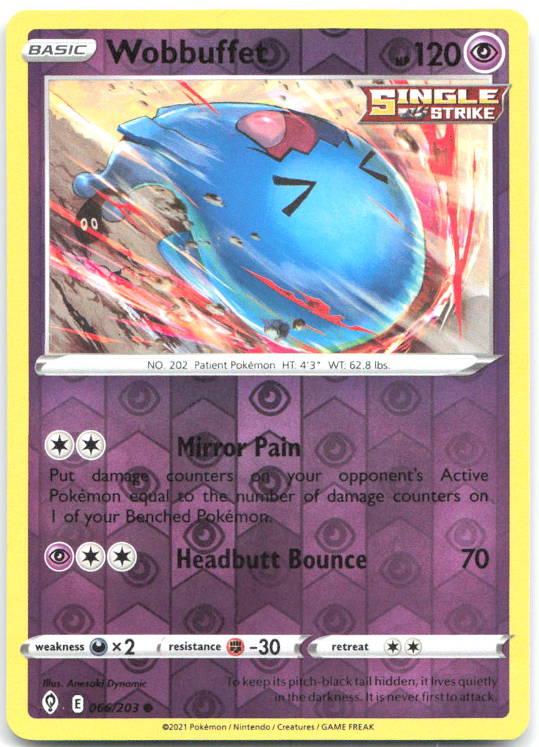 Wobbuffet Reverse Holo Common SWSH07 Evolving Skies 066/203 NM Anesaki Dynamic